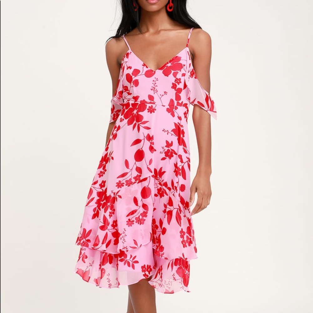 Valorous Vera Pink Floral Print Midi Dress